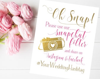 Wedding Sign | Social Media Share for Snapchat Instagram and Facebook | Snapchat Filter Wedding Sign | Quick Turnaround DIY Printable