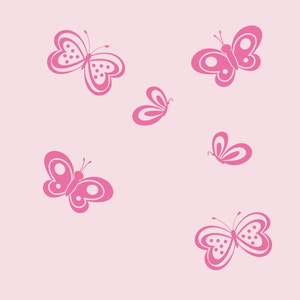 Butterfly Wall Decals Set of Six Baby Girl Nursery Girls Bedroom Decor ...