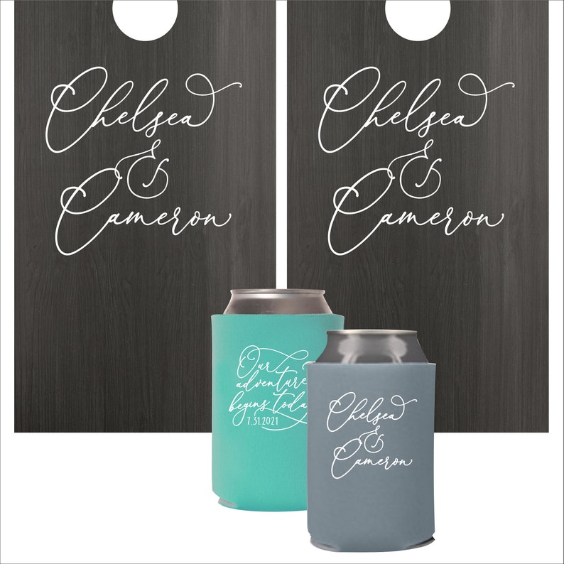 Personalized Wedding Can Coolers Fancy Bride and Groom Can Coolers Wedding Can Covers Bild 5
