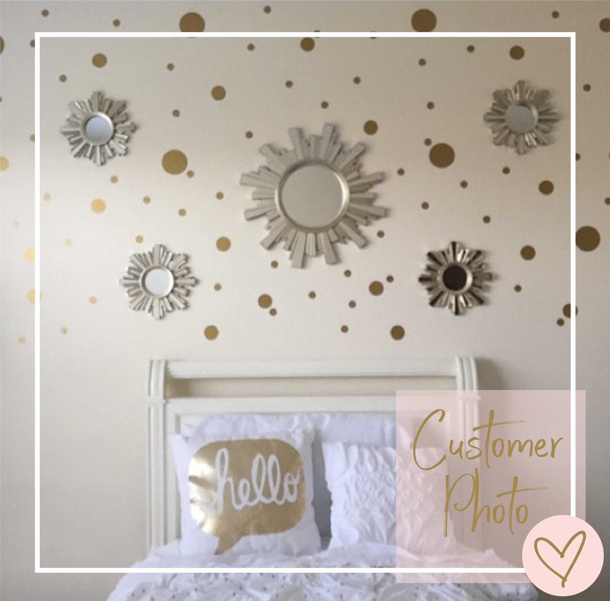 Gold Dot Decals Polka Dot Wall Decal Gold Vinyl Dots Gold Nursery Decor White and Gold