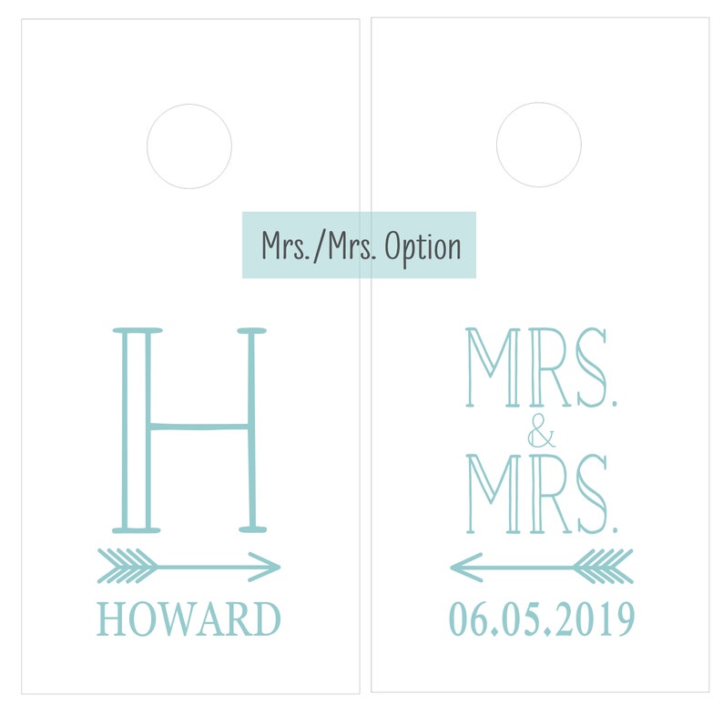 Mr and Mrs Wedding Decals Monogram with Arrow Wedding Date Vinyl Decal Set for Cornhole Game Boards Wedding Decor Rustic Mrs. & Mrs. Option**