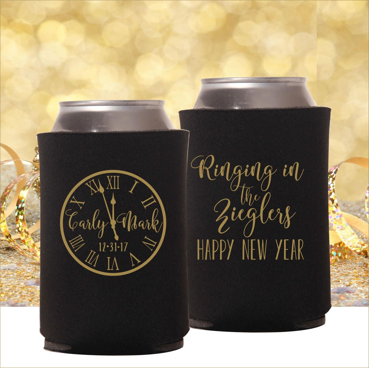 New Years Eve Wedding Can Coolers NYE Wedding Party Favor