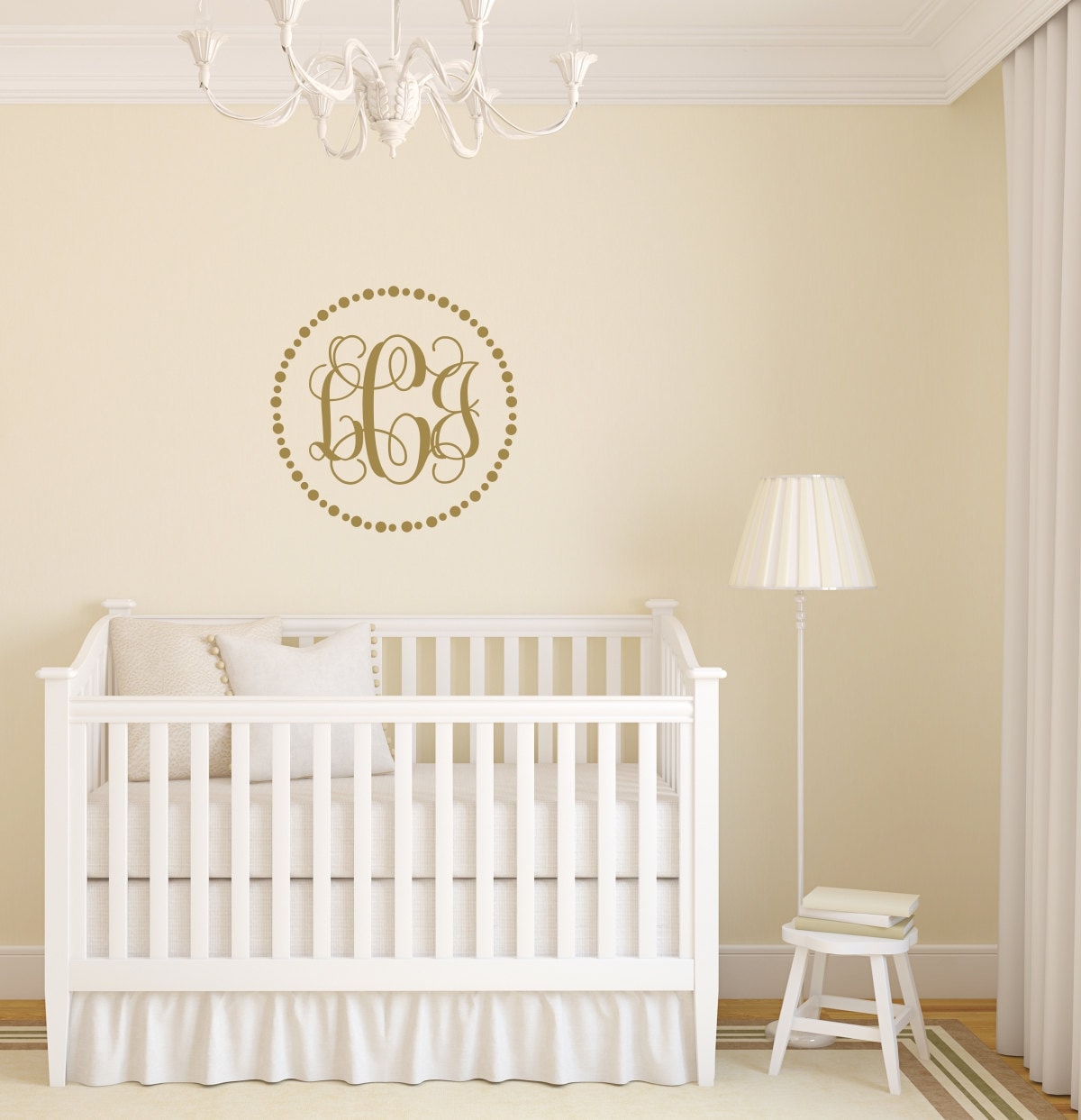 Vine Monogram Decal | Little Girls Room Decor | Gold Wall ...