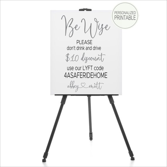 Donu0027t Drink and Drive Wedding Poster Uber Code Wedding  Etsy