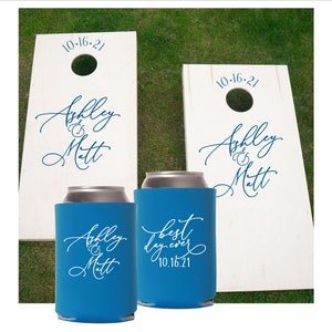 Personalized Wedding Can Coolers Fancy Bride and Groom Can Coolers Wedding Can Covers Bild 4