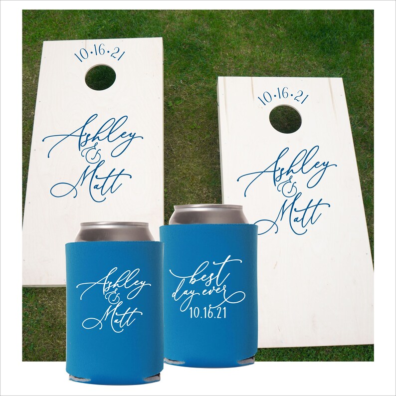 Personalized Wedding Can Coolers Fancy Bride and Groom Can Coolers Wedding Can Covers Bild 4