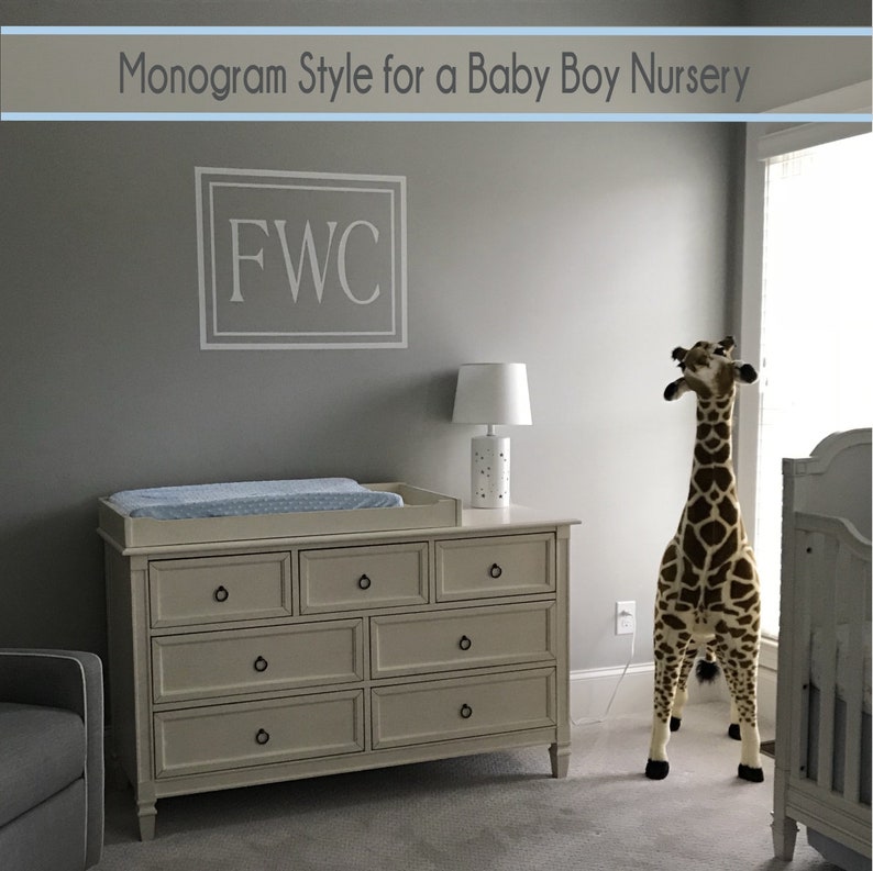 Baby Boy or Girl Crib Monogram Wall Decal for the Nursery image 1