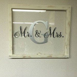 Mr and Mrs Wedding Monogram Vinyl Decal Wedding Sign Monogram Initial with Last Name Rustic Wedding Decor Mr&Mrs Window Size
