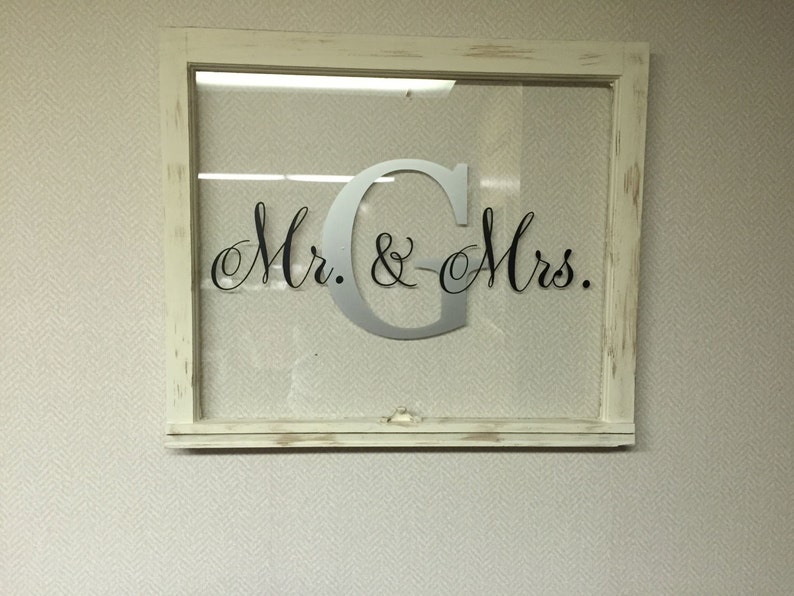 Mr and Mrs Wedding Monogram Vinyl Decal Wedding Sign Monogram Initial with Last Name Rustic Wedding Decor Mr&Mrs Window Size