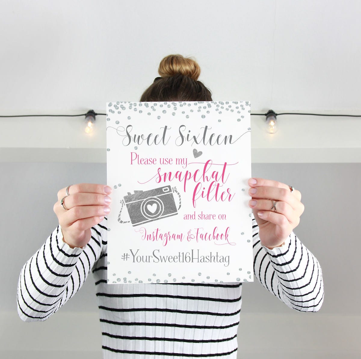 Sweet Sixteen Snapchat Filter Quinceañera Party Sign Personalized Sweet 16 Hashtag