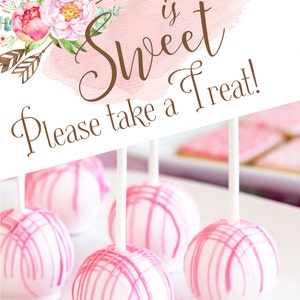 Love is Sweet Sign Love is Sweet Please Take a Treat Dessert Table Sign Boho Chic Wedding Wedding Dessert Sign Instant Download image 2