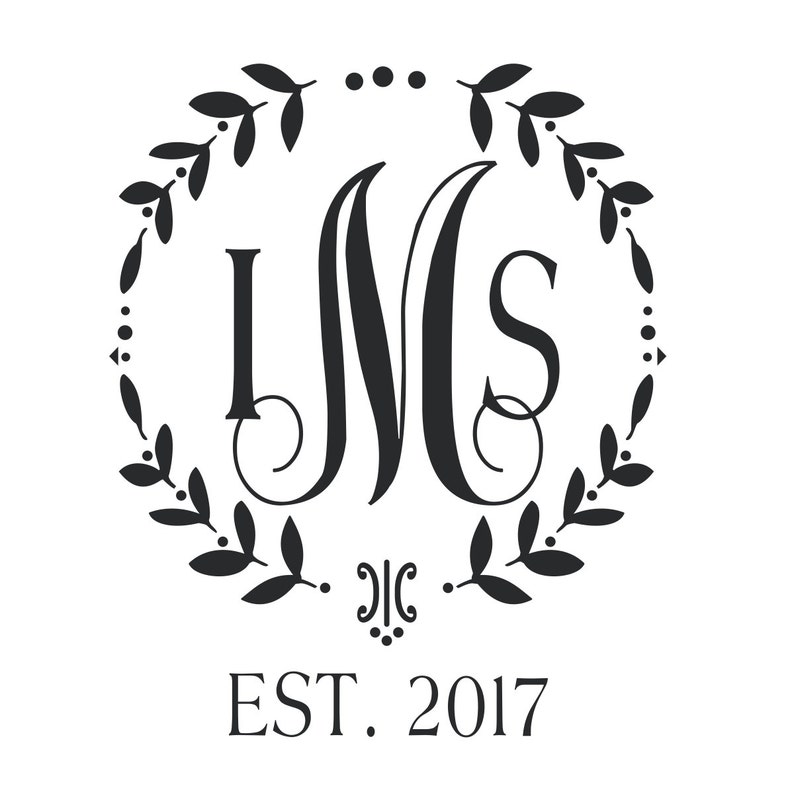 Vine Monogram Decal Baby Girl Nursery Wall Decal Wreath Etsy