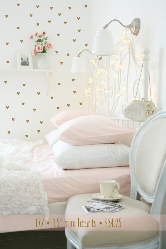 heart wall decals gold heart decals peel & stick wall | etsy
