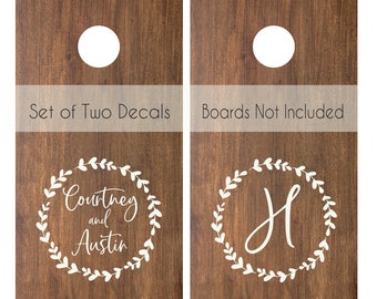 Wedding Decals | Wedding Monogram | Personalized Monogram Decals for Cornhole Boards | Rustic Wedding | Bean Bag Toss Decal