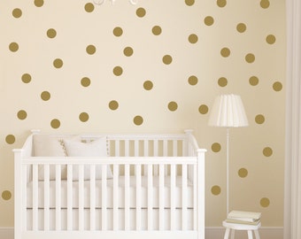 Polka Dot Wall Decal | Gold Dot Decals | Gold Vinyl Dots | Gold Nursery Decor | 4-inch Dot Decal