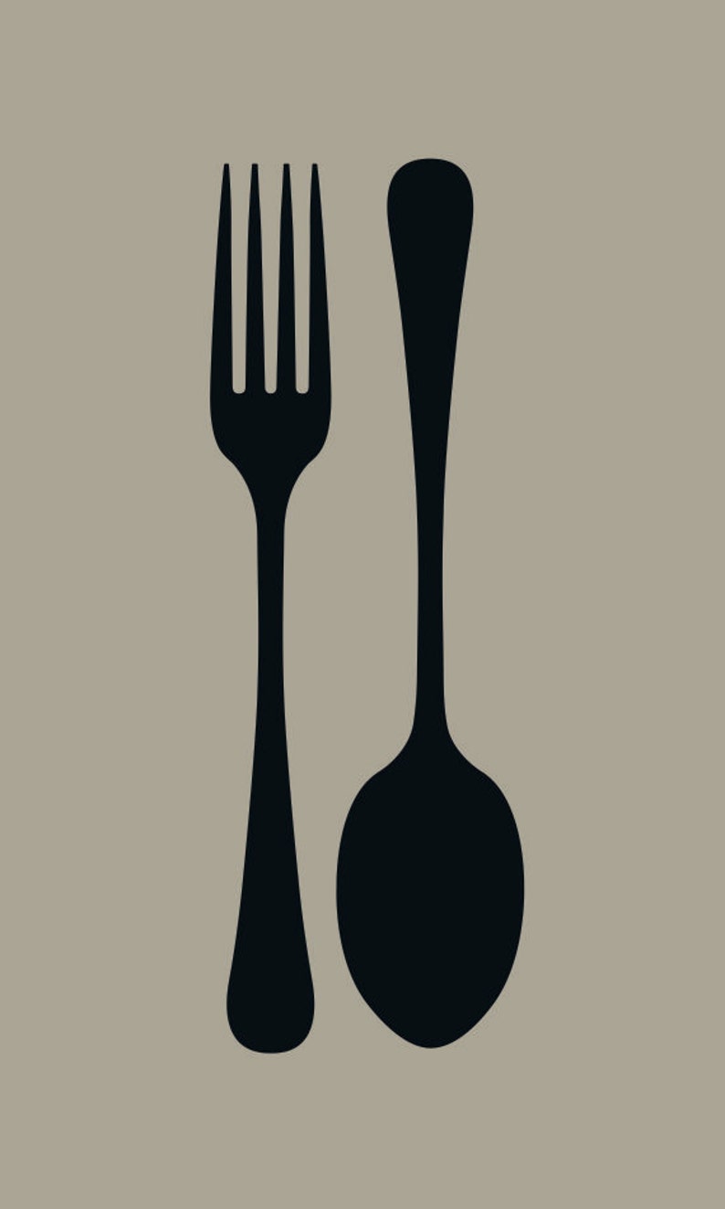 Fork & Spoon Silverware Kitchen Vinyl Wall Decal | Etsy
