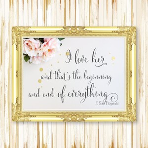 Love Quote Sign Wedding Signs Instant Download Printable Art F Scott Fitzgerald Quote the Great ...