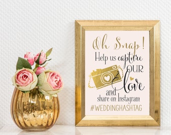 Instagram Wedding Sign | Personalized Wedding Hashtag PRINTABLE | Quick Turnaround DIY Print