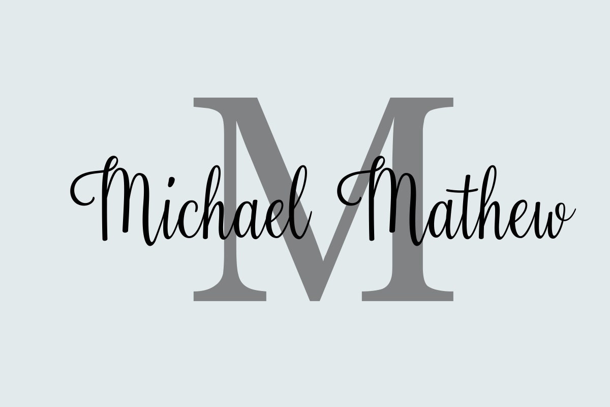 Baby Boy Nursery Wall Decal Personalized Name and Initial Monogram