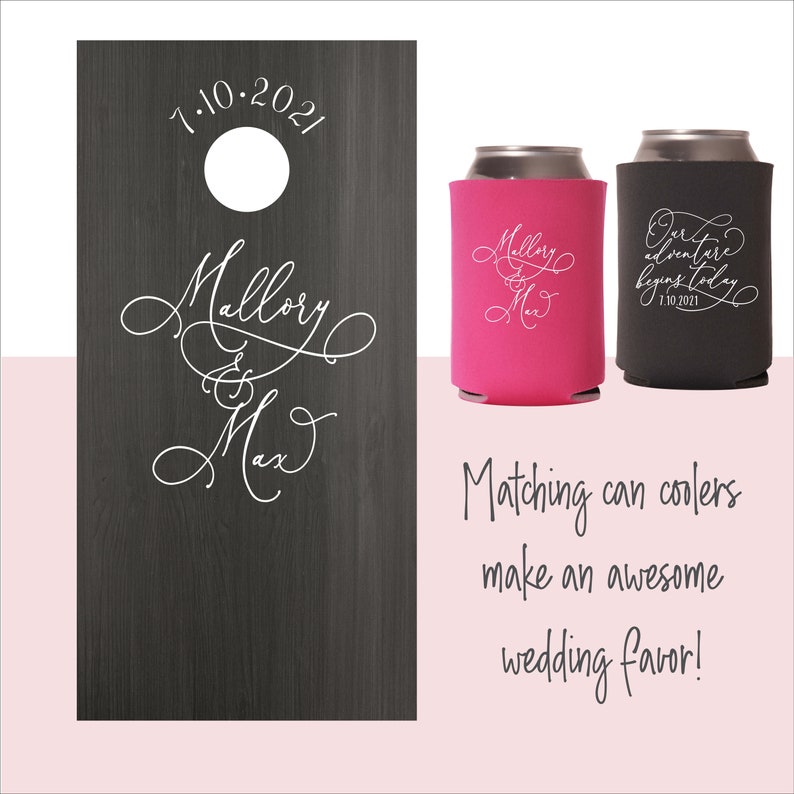 Personalized Wedding Can Coolers Fancy Bride and Groom Can Coolers Wedding Can Covers Bild 3