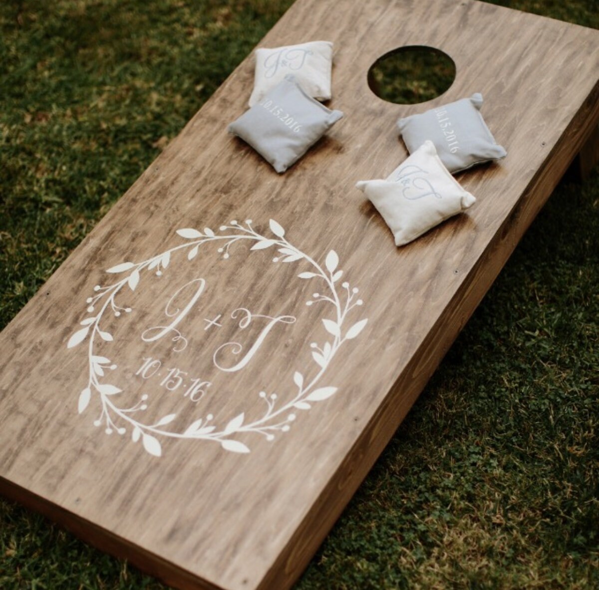Wedding Cornhole Decals Wedding Monogram Bride And Groom
