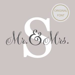 Mr and Mrs Wedding Monogram Vinyl Decal Wedding Sign Monogram Initial with Last Name Rustic Wedding Decor image 6