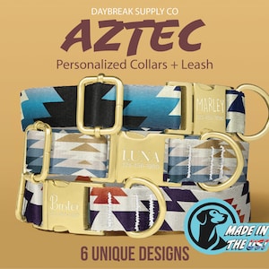 Aztec Dog Collar, Personalized Dog Collar With Name, Custom Girl Dog Collars Are Cute, Adjustable, and Heavy Duty, Sizes Small - XLarge 015