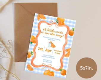 Little Cutie On the Way Baby Shower Invite Digital Template 5x7in