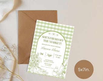 She's fresh off the market bridal shower invitation digital template 5x7in