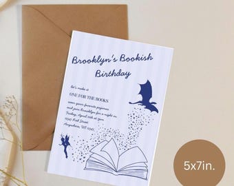Book Birthday Invitation Editable Digital Template 5x7in