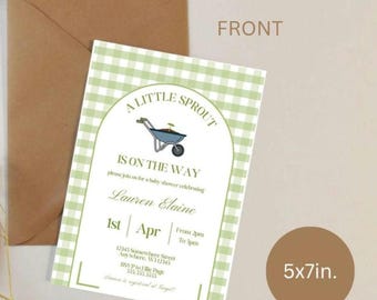 A little sprout is on the way Baby Shower Invite Digital Template 5x7in