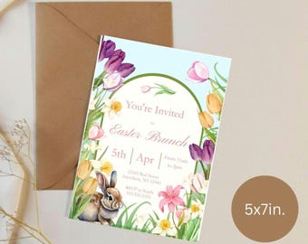 Easter Brunch Invitation Template fully editable after purchase size 5x7.