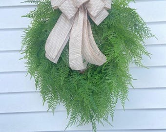 Greenery Fern Grapevine Wreath, Asparagus Greenery Grapevine Wreath, Large, Rustic Vintage Looking Wreath, Gift for Her, Rustic Decor