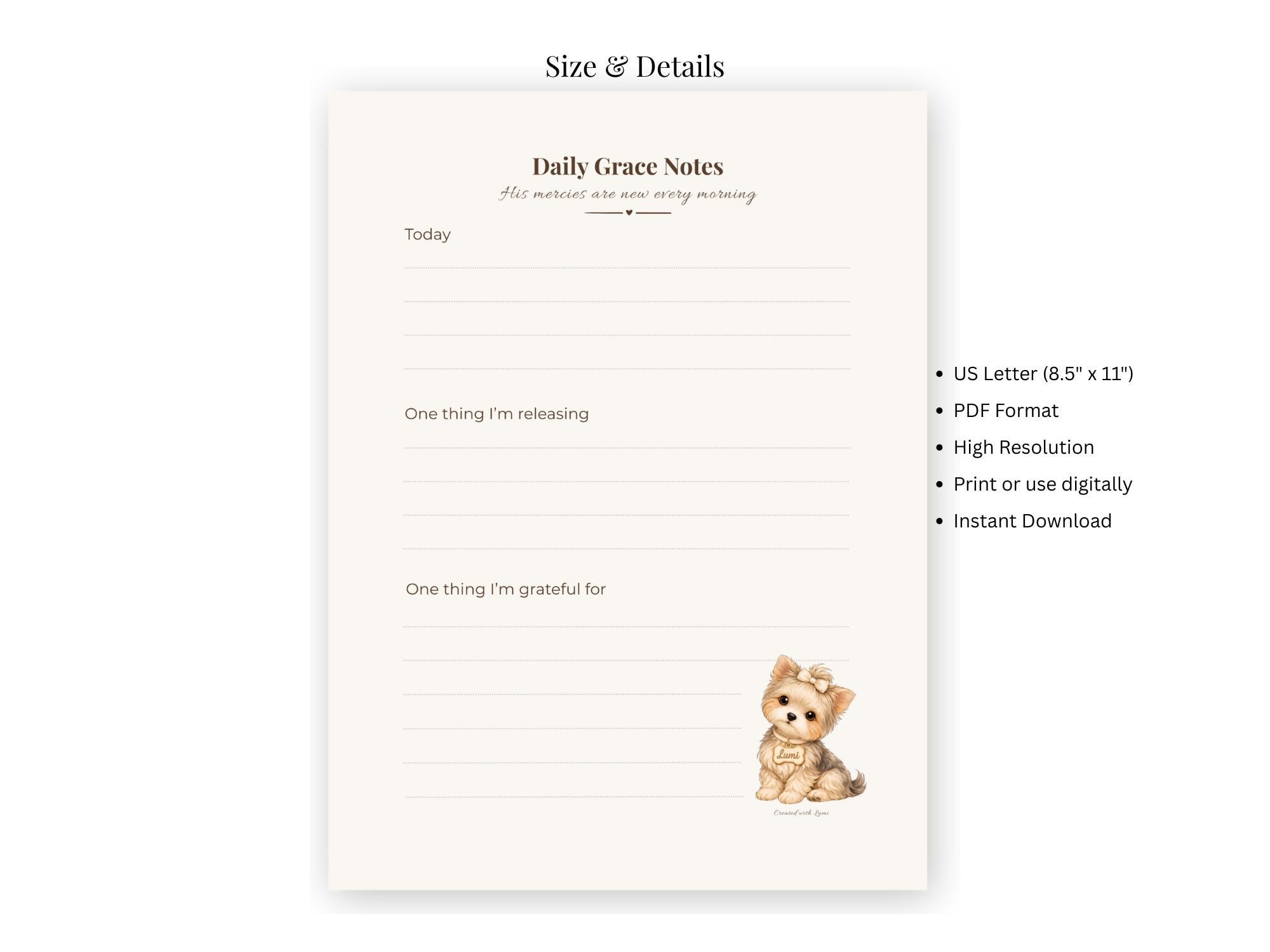 Christian Prayer Journal Page | Daily Grace Notes (digital Download) - Etsy
