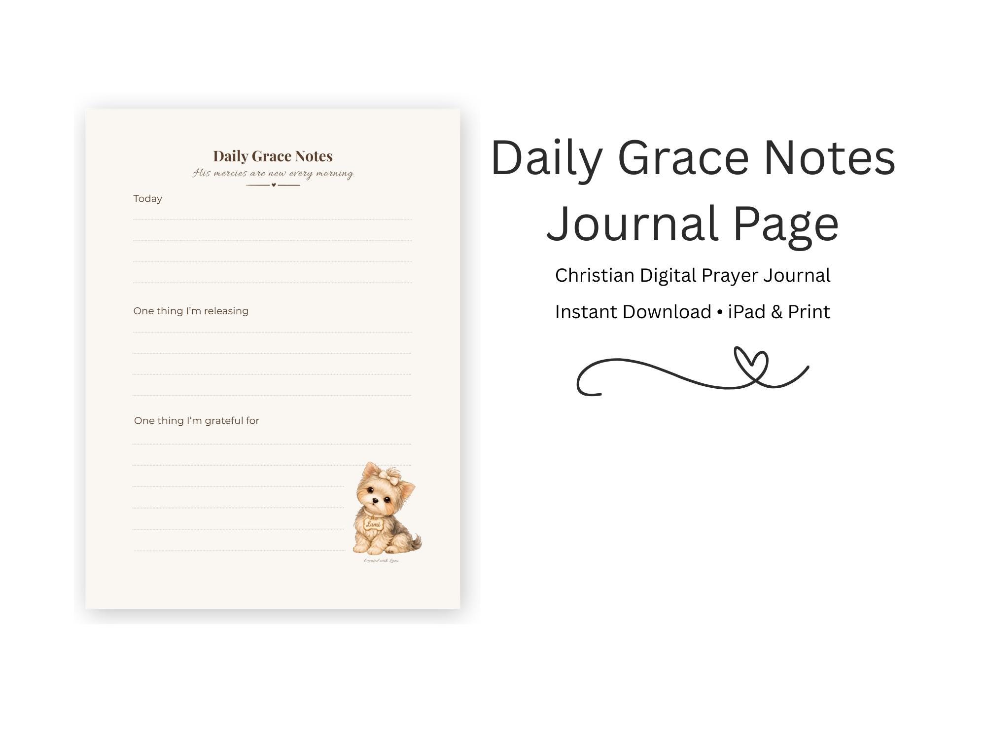 Christian Prayer Journal Page | Daily Grace Notes (digital Download) - Etsy