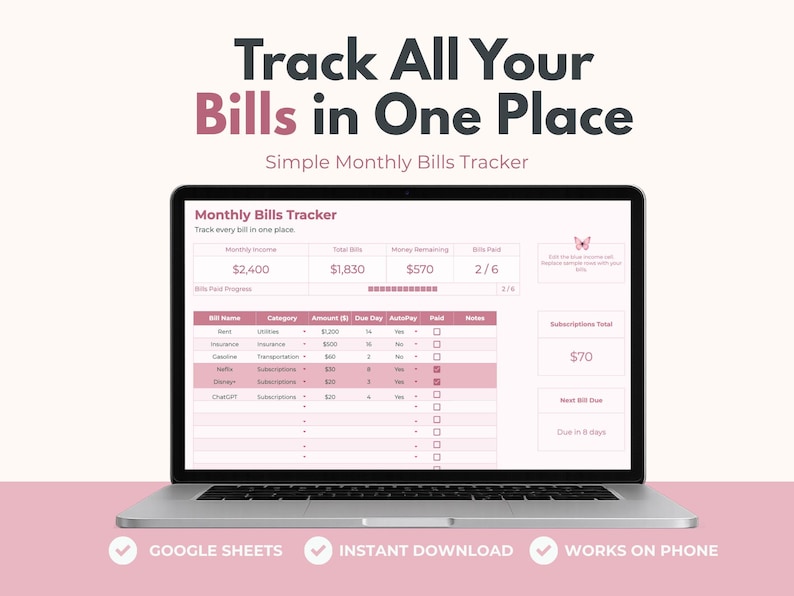 Bill Tracker Spreadsheet – See Your Bills Before Payday | Simple Budget ...