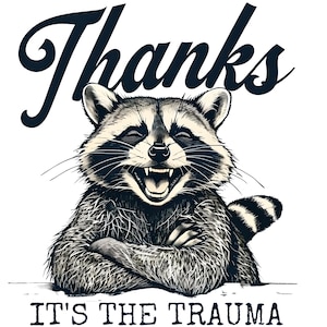 Mapache traumatizado PNG SVG, diseño de sublimación de meme de mapache basura (archivo digital)