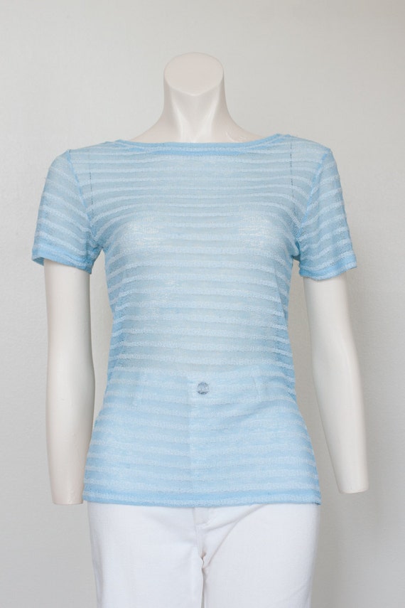 light blue sheer top