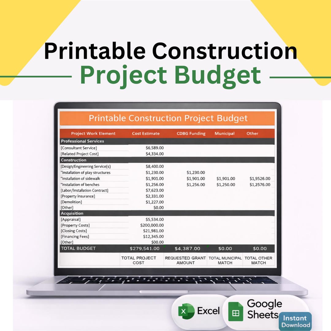 Printable Construction Project Budget | Contractor Cost Planning ...