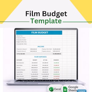 Film Budget Template | Indie Production Expense Tracker (Excel Google Sheets) (Digital Download)