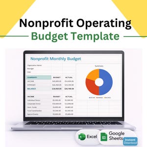 Nonprofit Operating Budget Template | Monthly Finance Planner | Donation & Expense Tracker (Excel  Google Sheets)