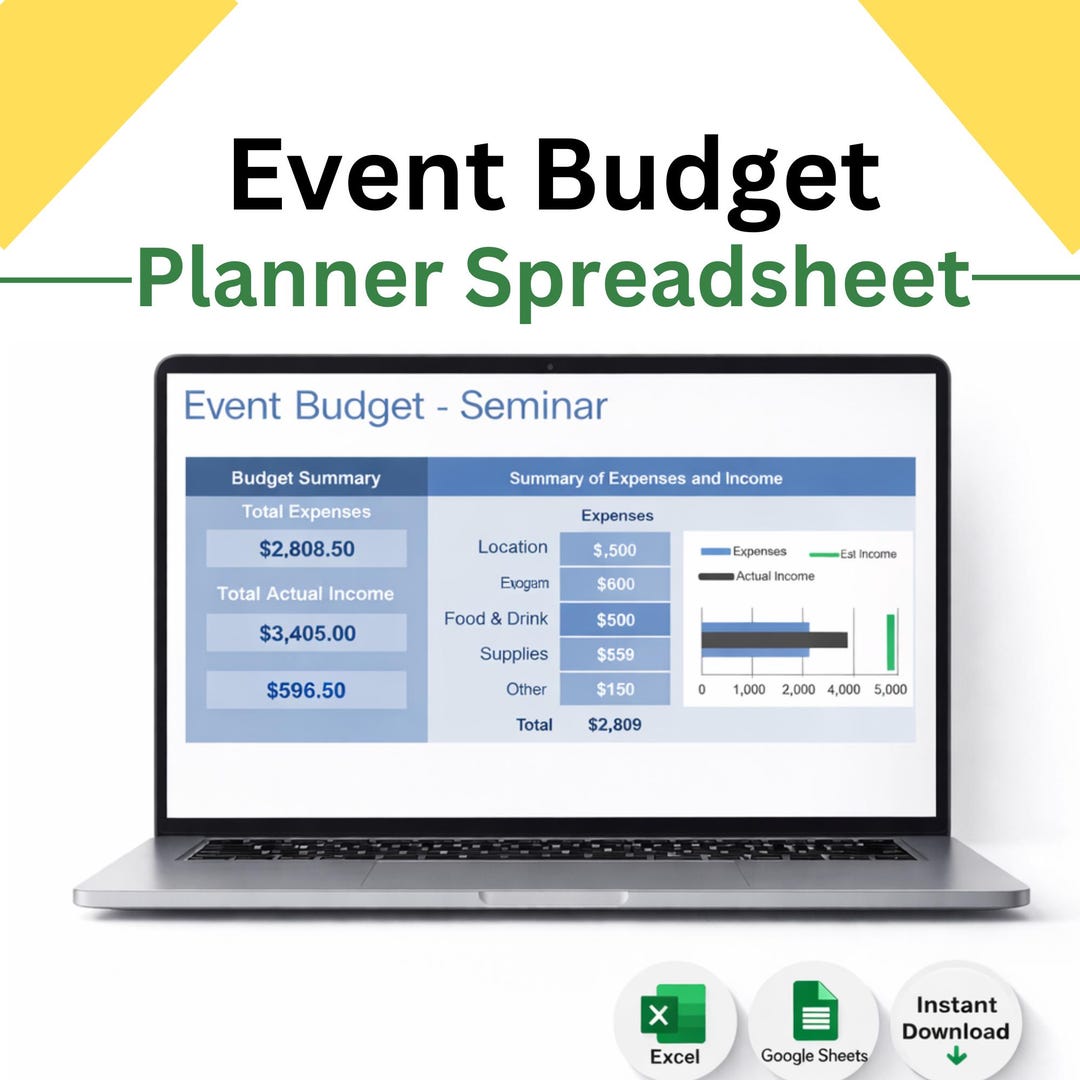 Event Budget Planner Spreadsheet | Income & Expense Tracker for ...
