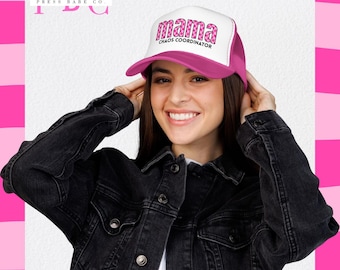 Casquette trucker coordinateur Mama Chaos, casquette Mama à carreaux roses