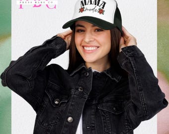 Casquette camionneur Mama Mode | Bonnet maman roses fleuries
