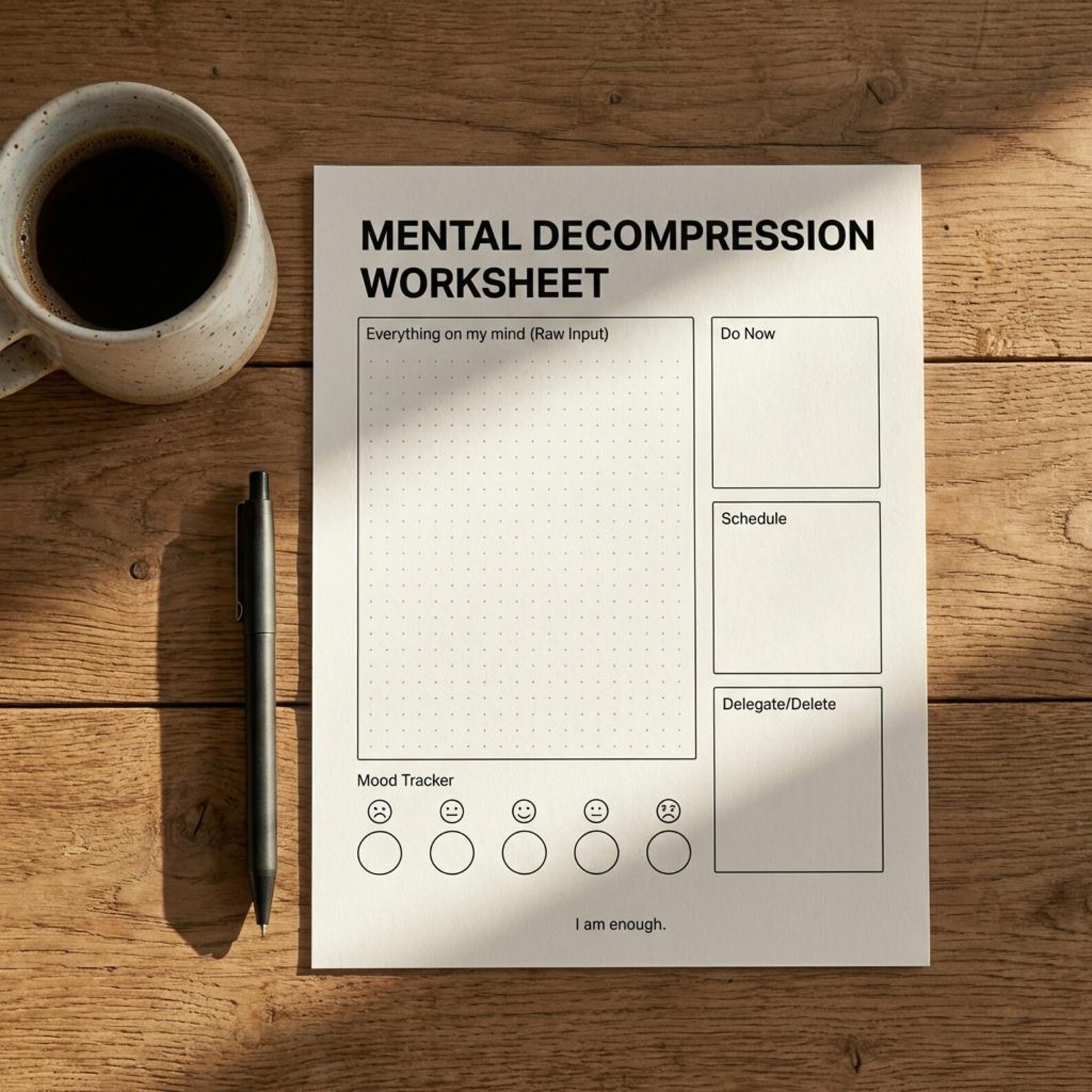ADHD Brain Dump Dashboard | Printable Daily Planner for Overthinking ...
