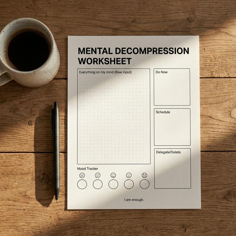 Decompression Worksheet ADHD Brain Dump Dashboard | Printable Daily Planner for Overthinking ...