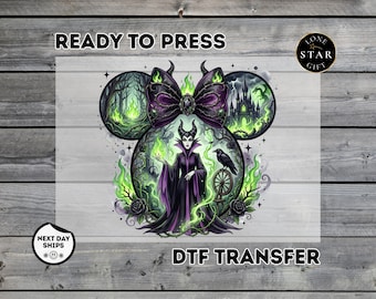 Maleficent Halloween Dtf Transfer, Disney Villain Halloween Heat Transfer, Halloween Evil Character Shirt Design, Minnie Mouse Maleficent