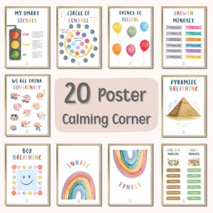 Calming Corner Posters for Kids | Calm Down Corner Decor | Emotional Regulation Station | Mindfulness & Coping Skills | Classroom Printables