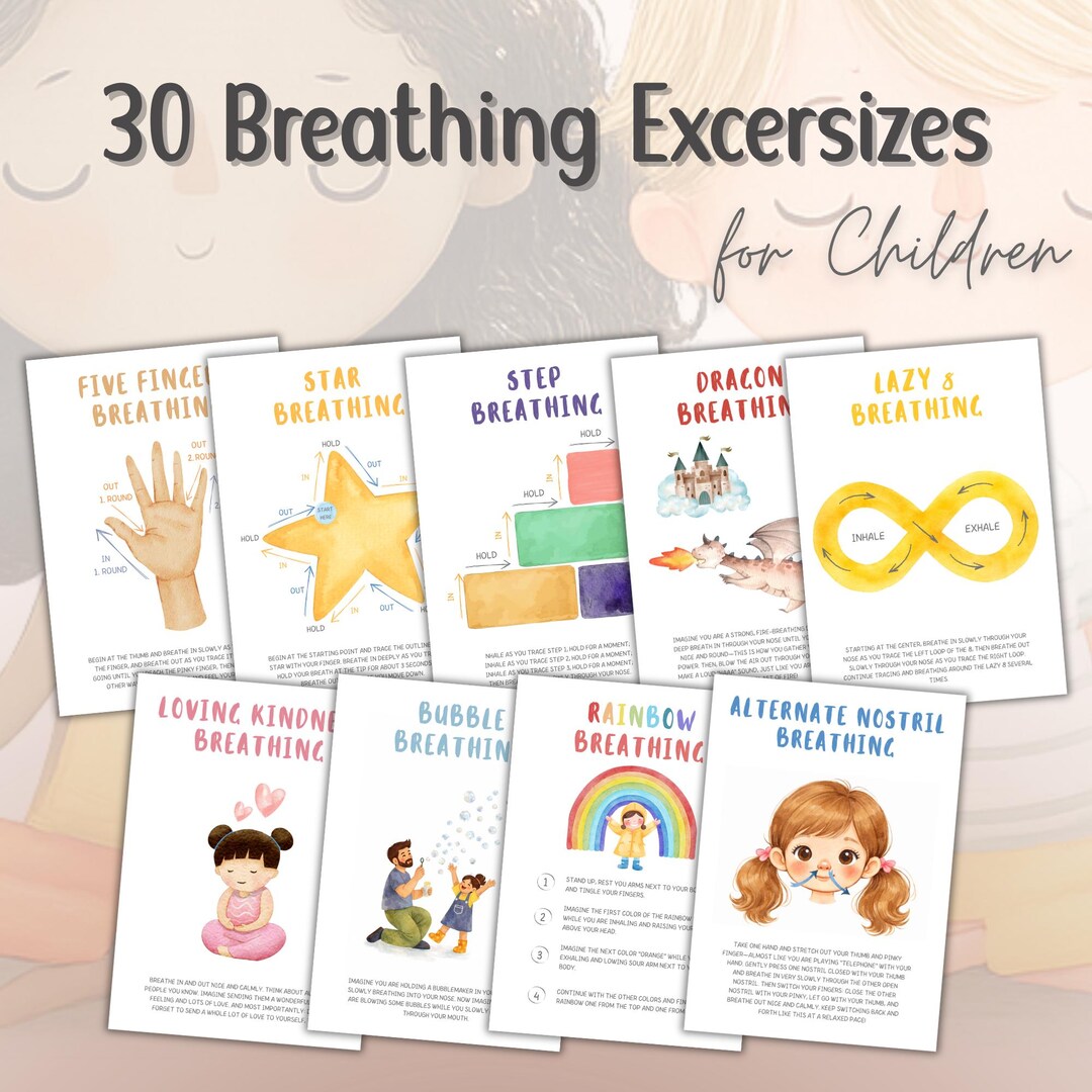 Breathing Exercises for Kids, Calming Corner Printables, Mindfulness ...