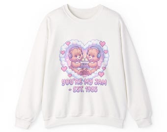 Moletom personalizado de Dia dos Namorados, urso dos anos 80, gola redonda retrô combinando para casais